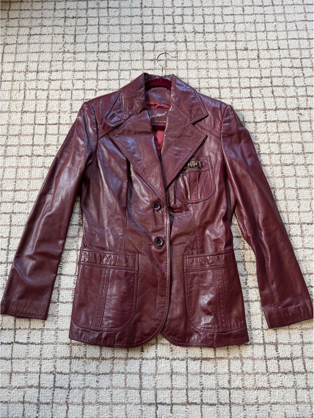 70s Vintage Etienne Aigner Red Leather Jacket Mob wife dark academia retro goth